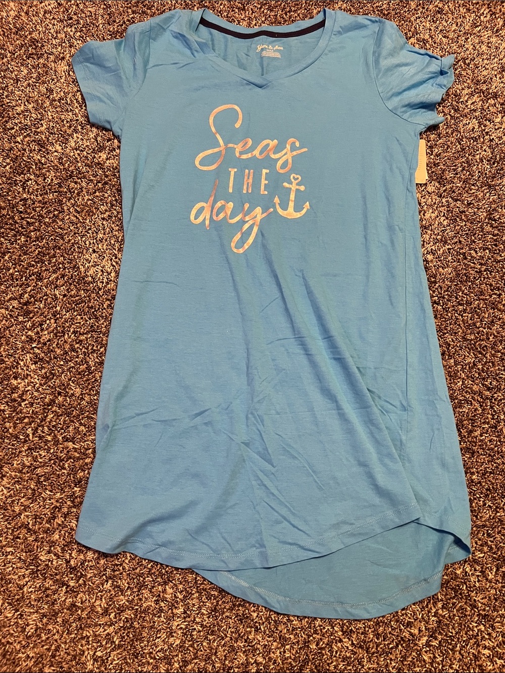 Light Blue 'Seas the Day' High-Low T‑Shirt Dress